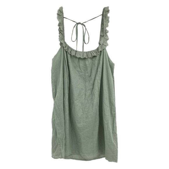 Reformation Green Tucker Eyelet Trim Mini Dress | Size XL - Picture 1 of 8